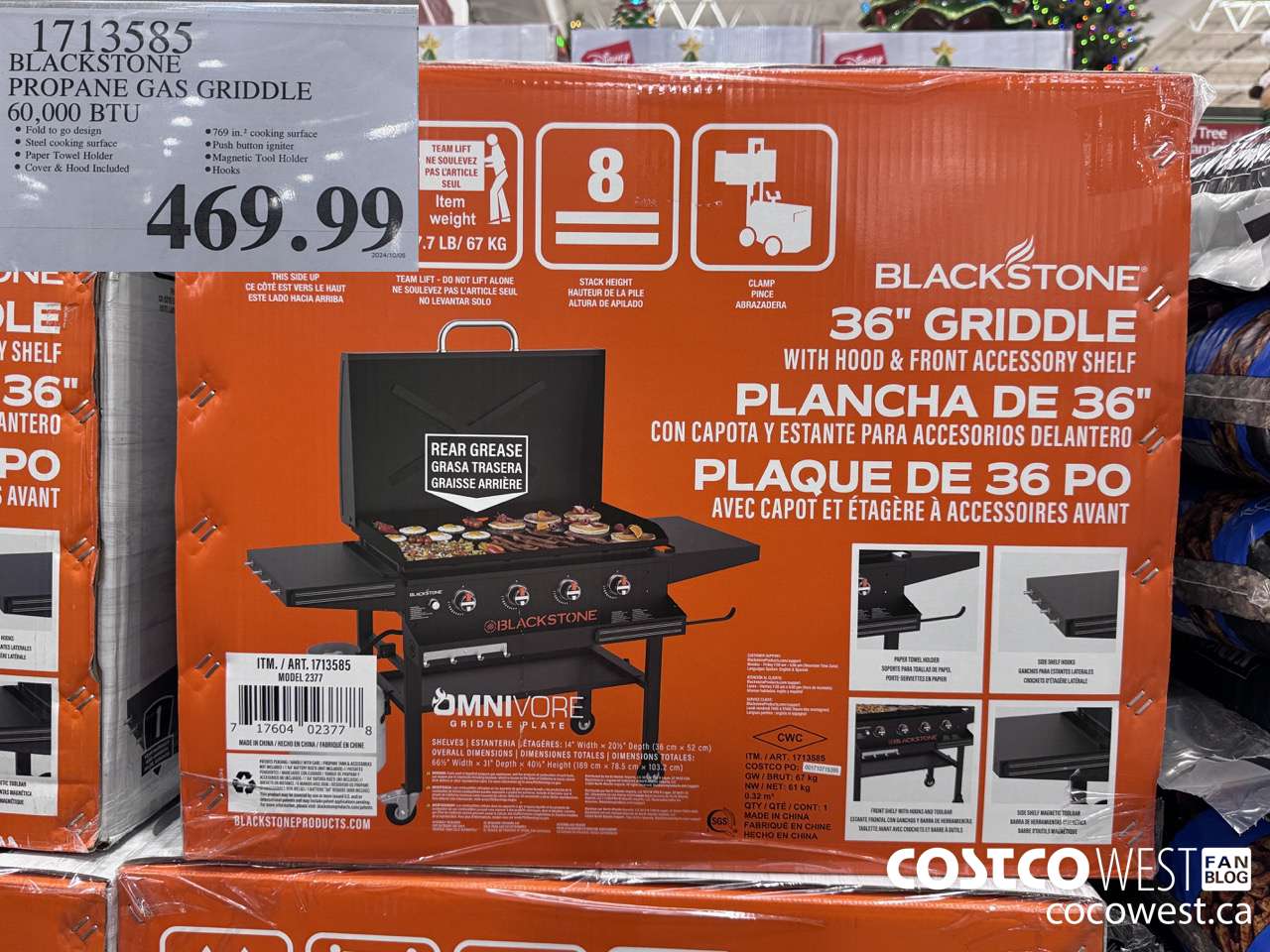1713585 BLACKSTONE PROPANE GAS GRIDDLE 60,000 BTU $469.99