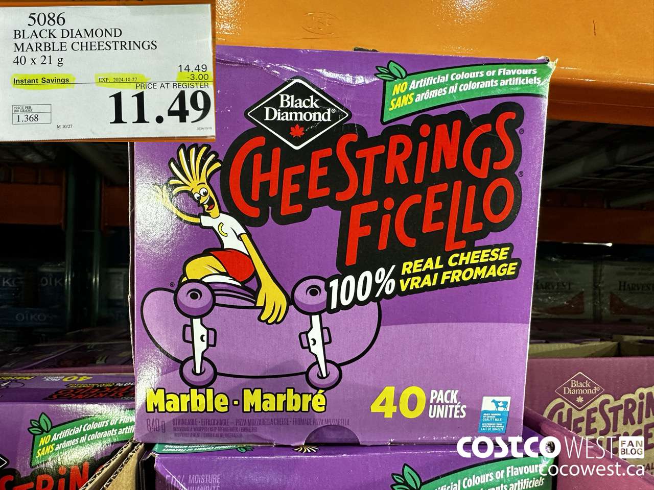 5086 BLACK DIAMOND MARBLE CHEESESTRINGS 40 x 21 g ($3.00 INSTANT SAVINGS EXPIRES ON 2024-10-27) $11.49