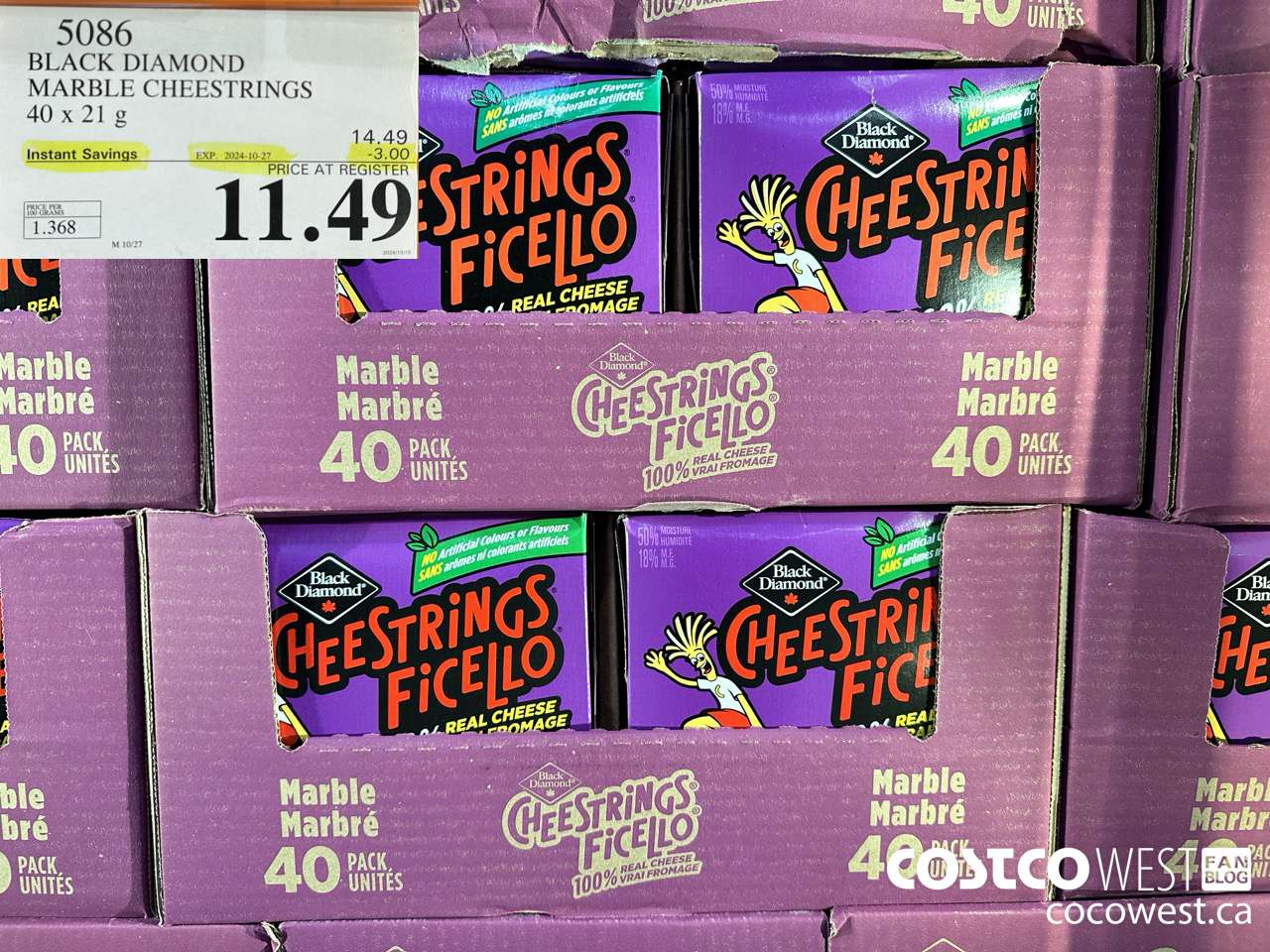 5086 BLACK DIAMOND MARBLE CHEESESTRINGS 40 x 21 g ($3.00 INSTANT SAVINGS EXPIRES ON 2024-10-27) $11.49