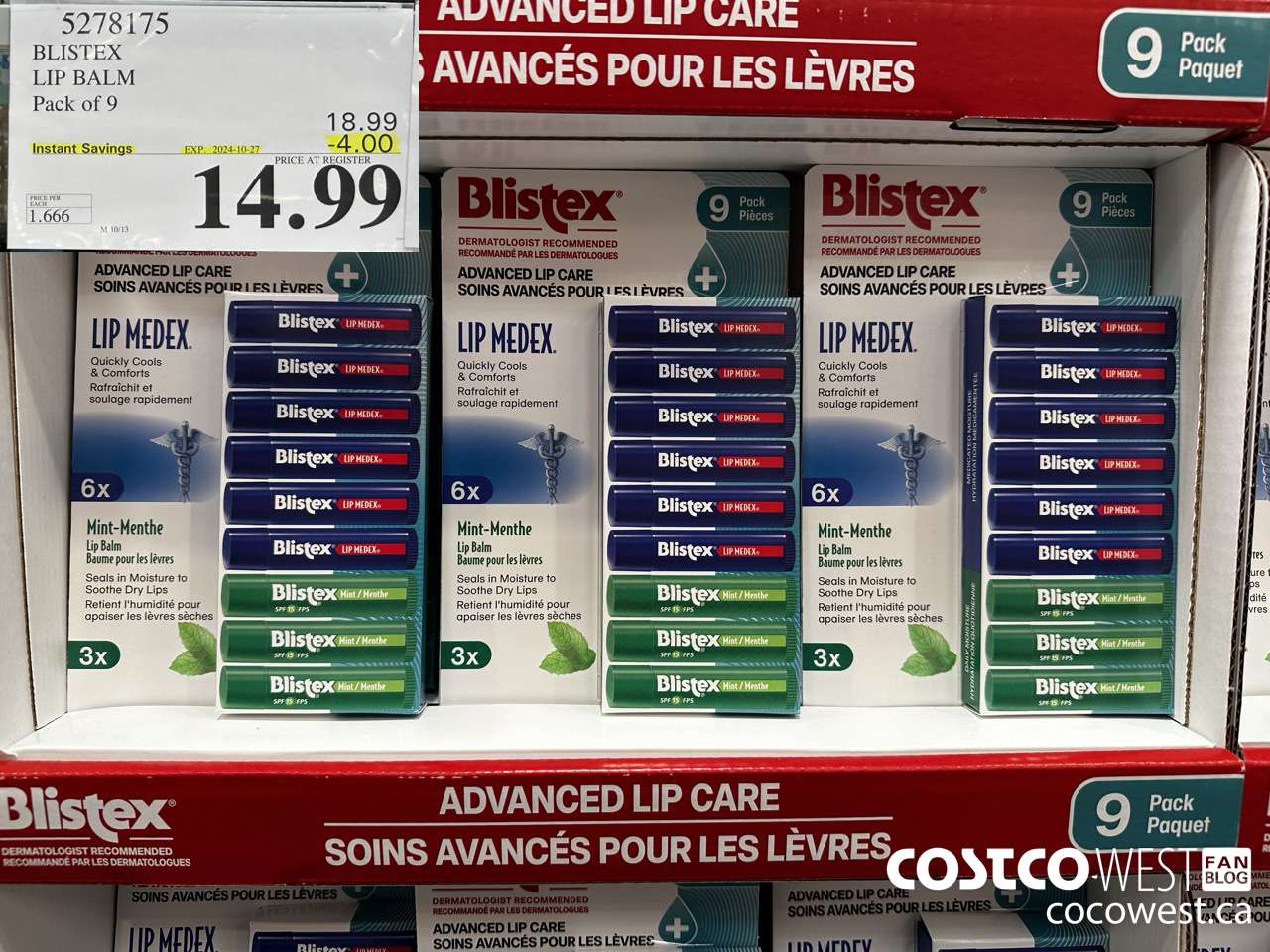 5278175 BLISTEX LIP BALM PACK OF 9 ($4.00 INSTANT SAVINGS EXPIRES ON 2024-10-27) $14.99