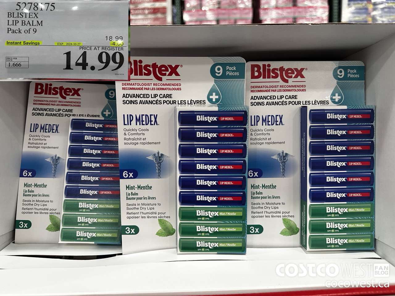 5278175 BLISTEX LIP BALM PACK OF 9 ($4.00 INSTANT SAVINGS EXPIRES ON 2024-10-27) $14.99