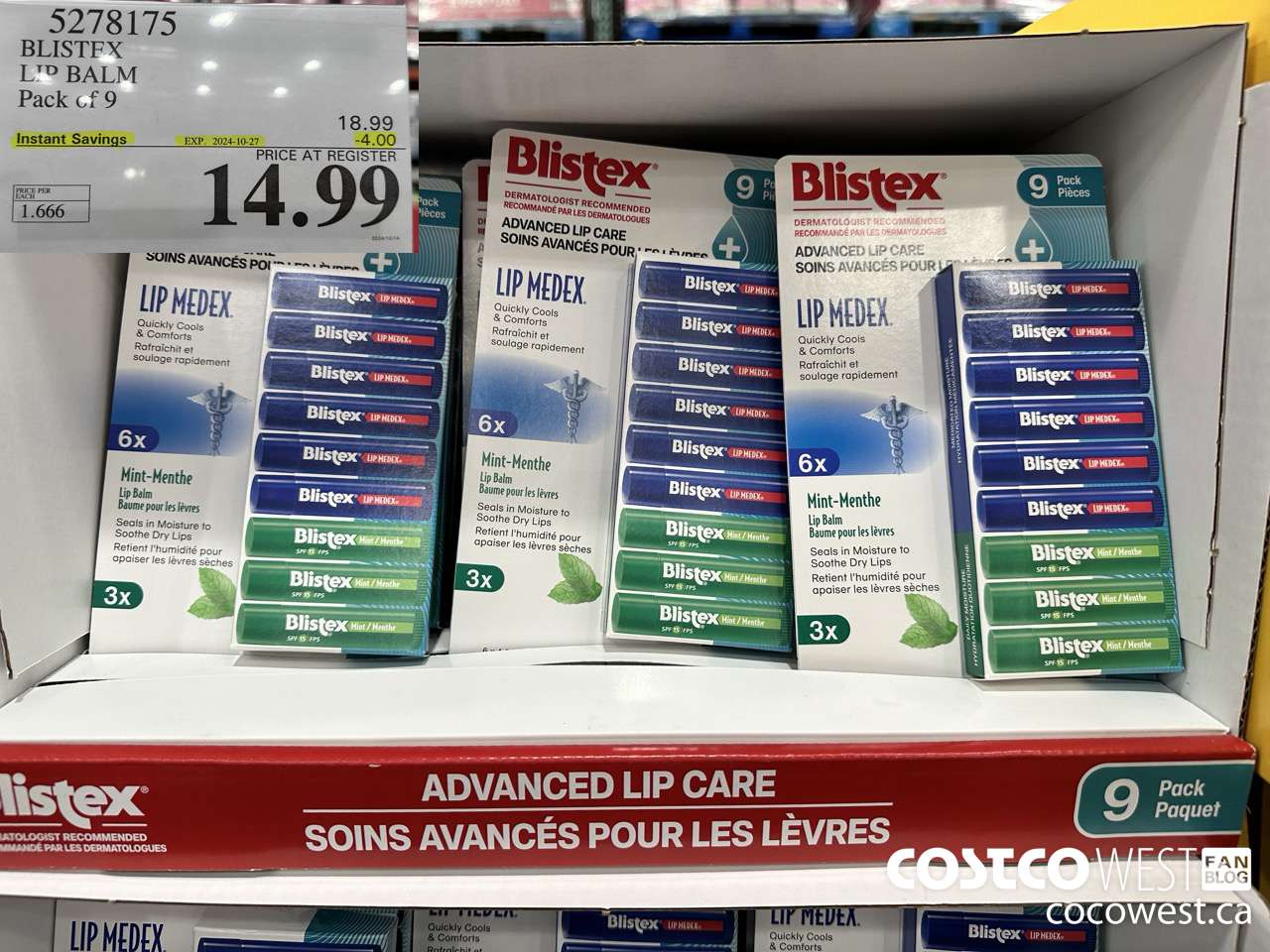 5278175 BLISTEX LIP BALM PACK OF 9 ($4.00 INSTANT SAVINGS EXPIRES ON 2024-10-27) $14.99