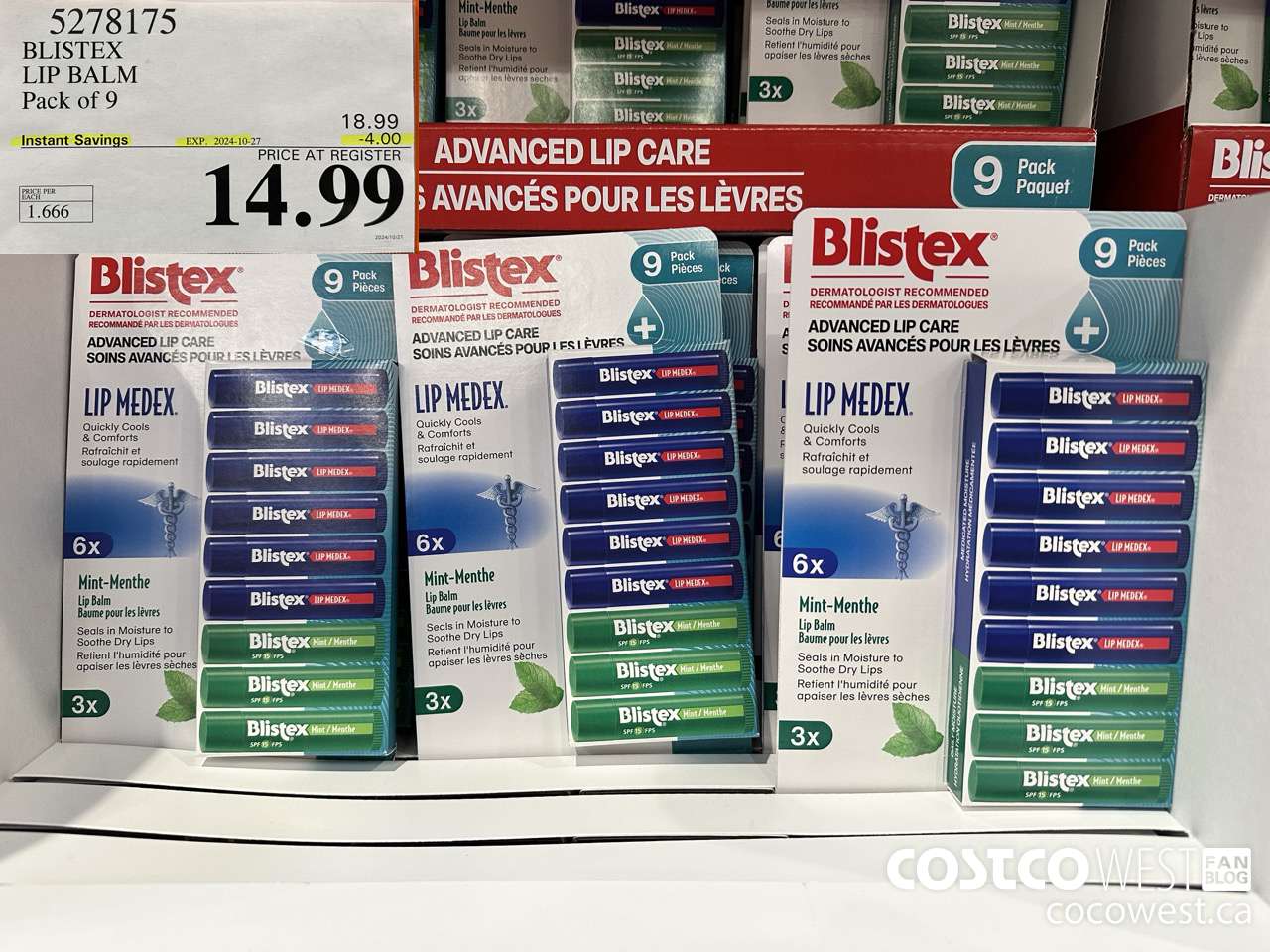 5278175 BLISTEX LIP BALM PACK OF 9 ($4.00 INSTANT SAVINGS EXPIRES ON 2024-10-27) $14.99