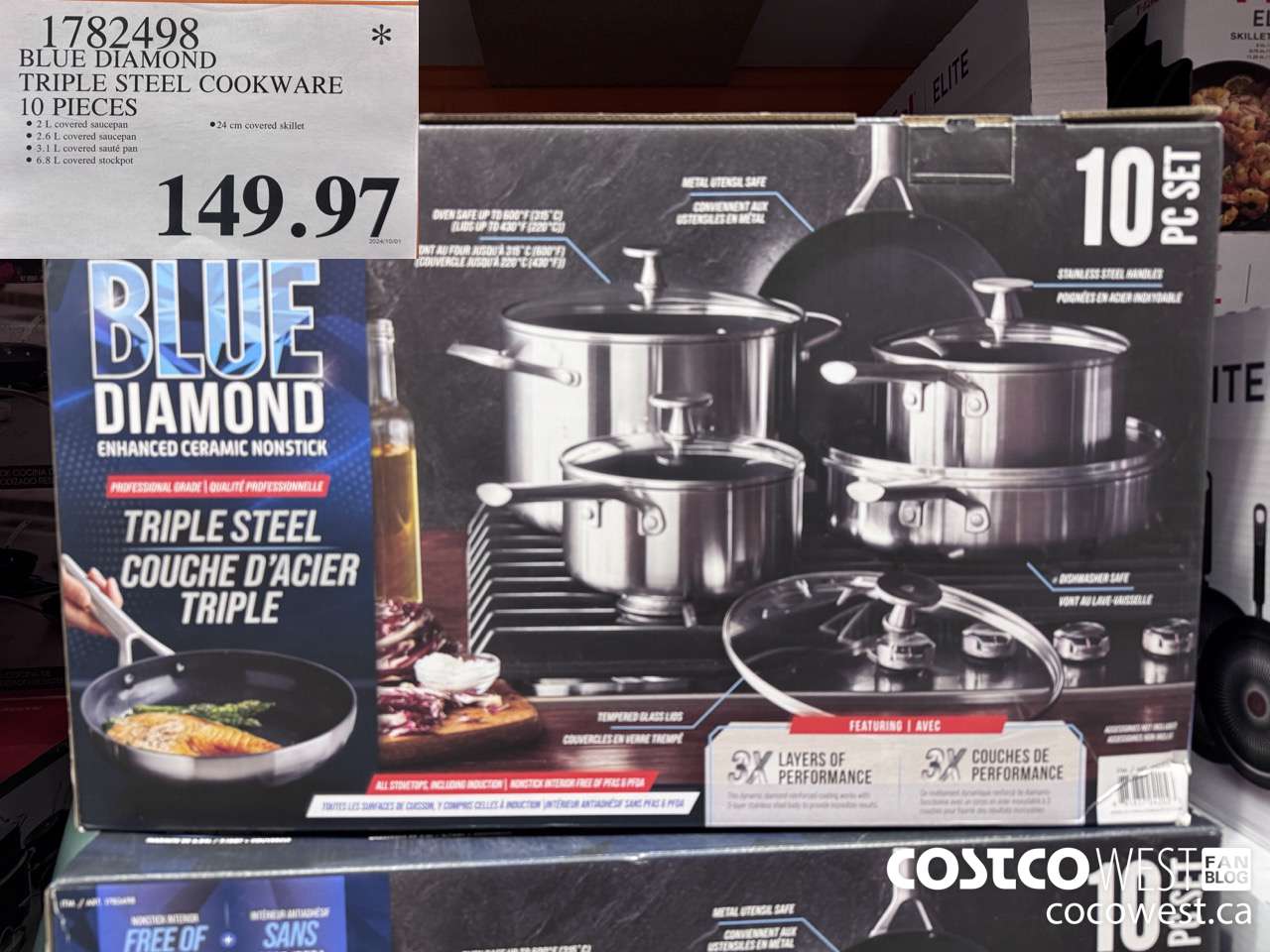 1782498 BLUE DIAMOND TRIPLE STEEL COOKWARE 10 PIECES $149.97