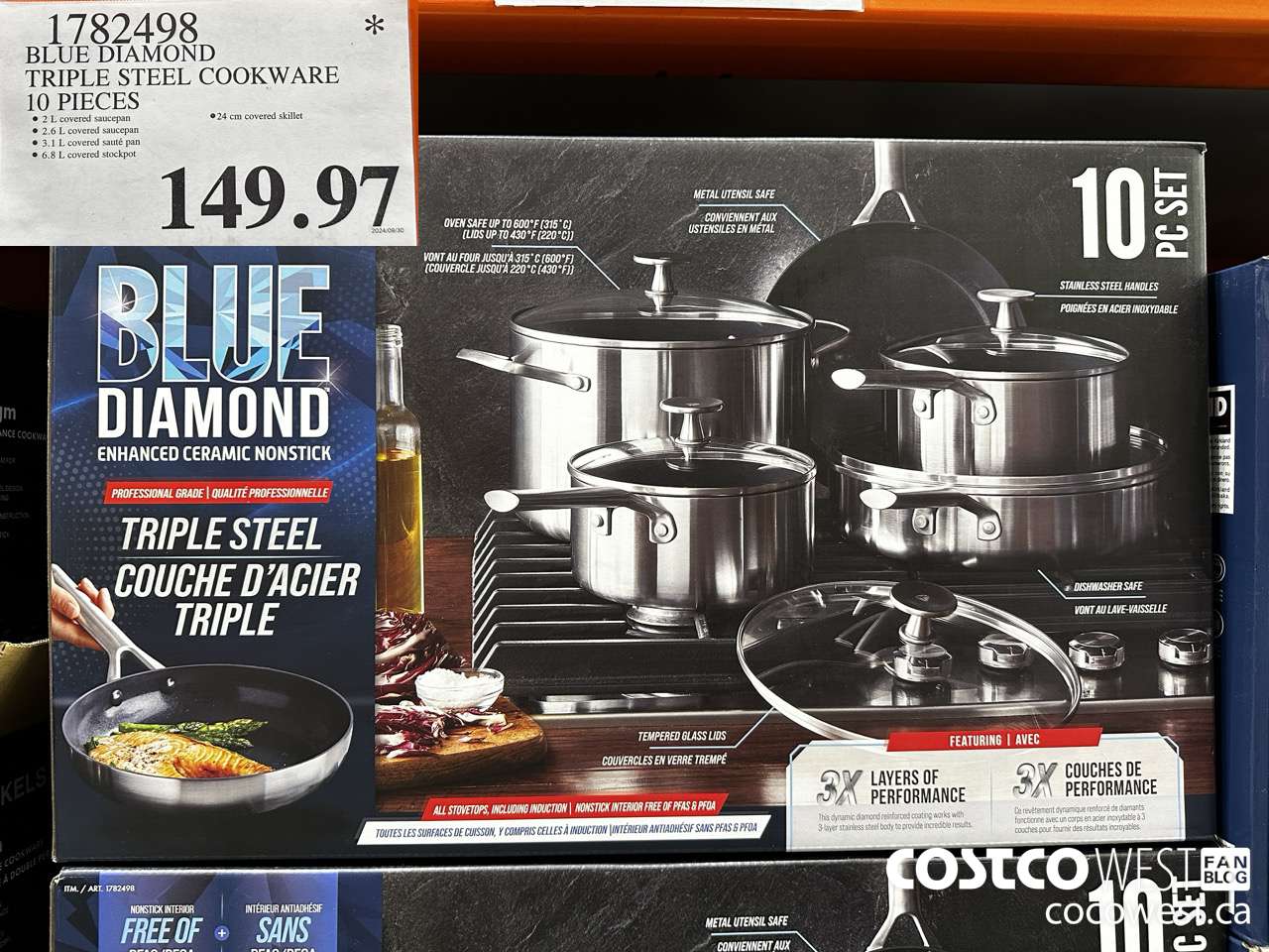 1782498 BLUE DIAMOND TRIPLE STEEL COOKWARE 10 PIECES $149.97