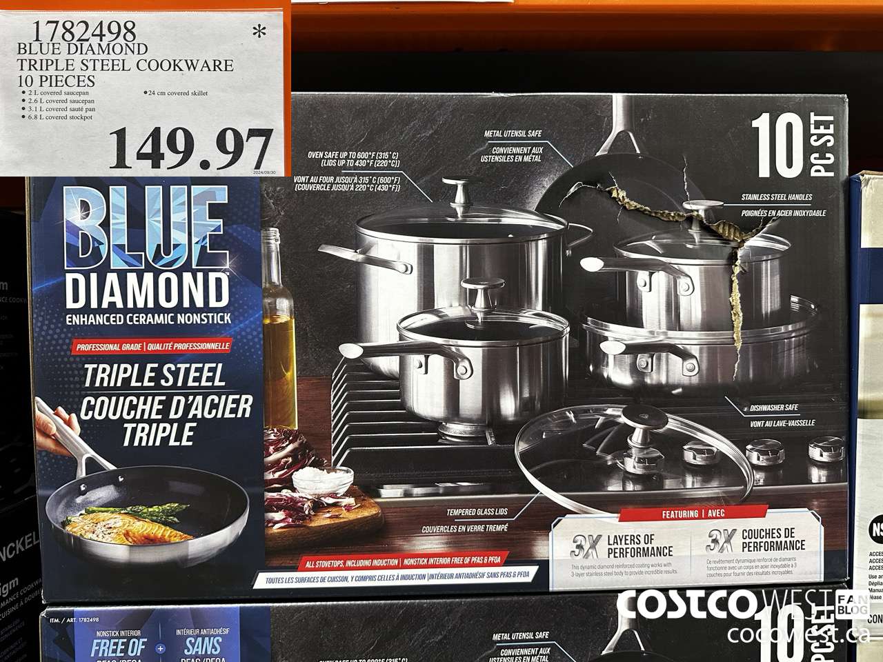 1782498 BLUE DIAMOND TRIPLE STEEL COOKWARE 10 PIECES $149.97