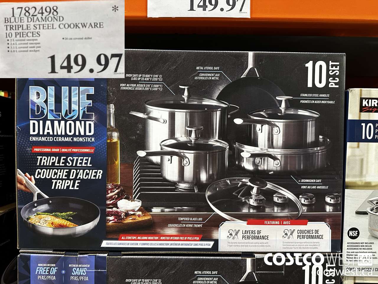 1782498 BLUE DIAMOND TRIPLE STEEL COOKWARE 10 PIECES $149.97