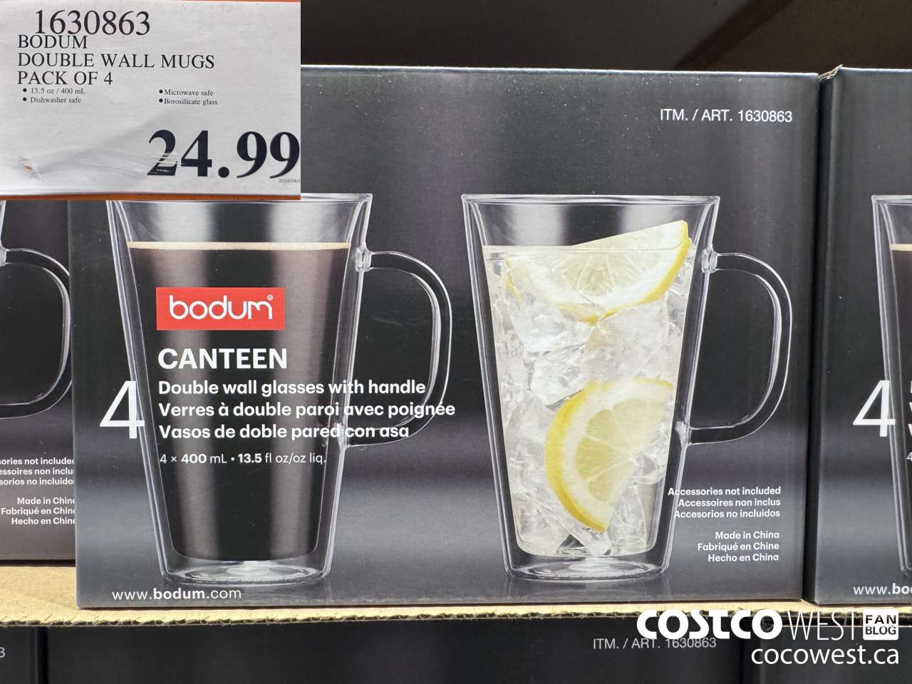 1630863 BODUM DOUBLE WALL MUG 13.5 OZ 4 PACK $24.99