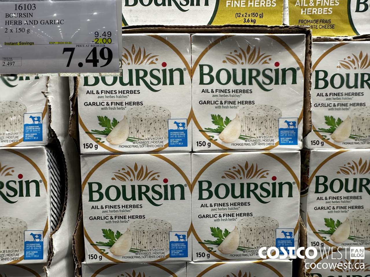 16103 BOURSIN HERB AND GARLIC 2 x 150 g ($2.00 INSTANT SAVINGS EXPIRES ON 2024-10-20) $7.49
