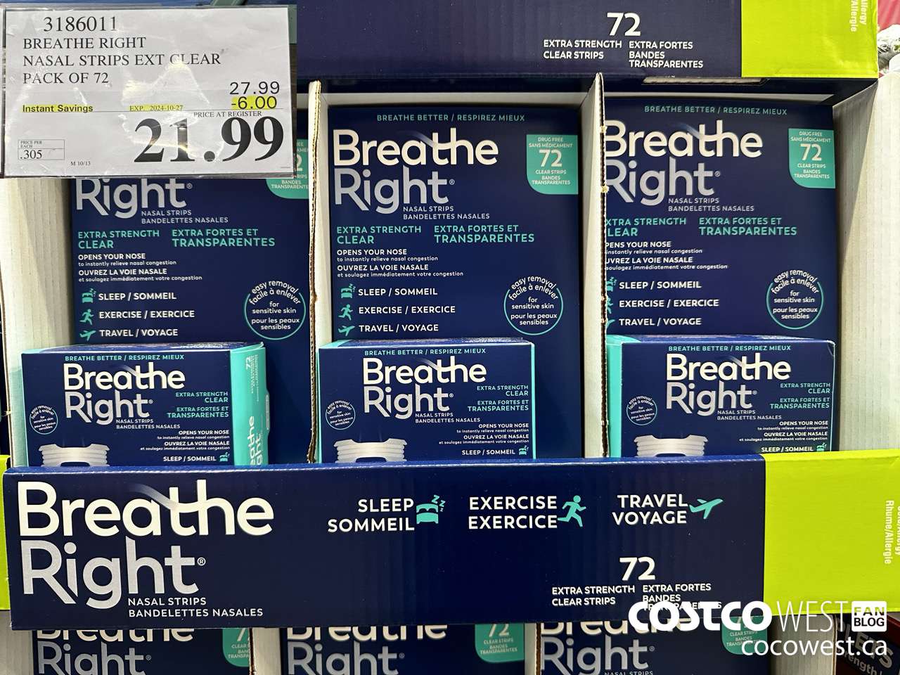 3186011 BREATHE RIGHT NASAL STRIPS EXT CLEAR PACK OF 72 ($6.00 INSTANT SAVINGS EXPIRES ON 2024-10-27) $21.99