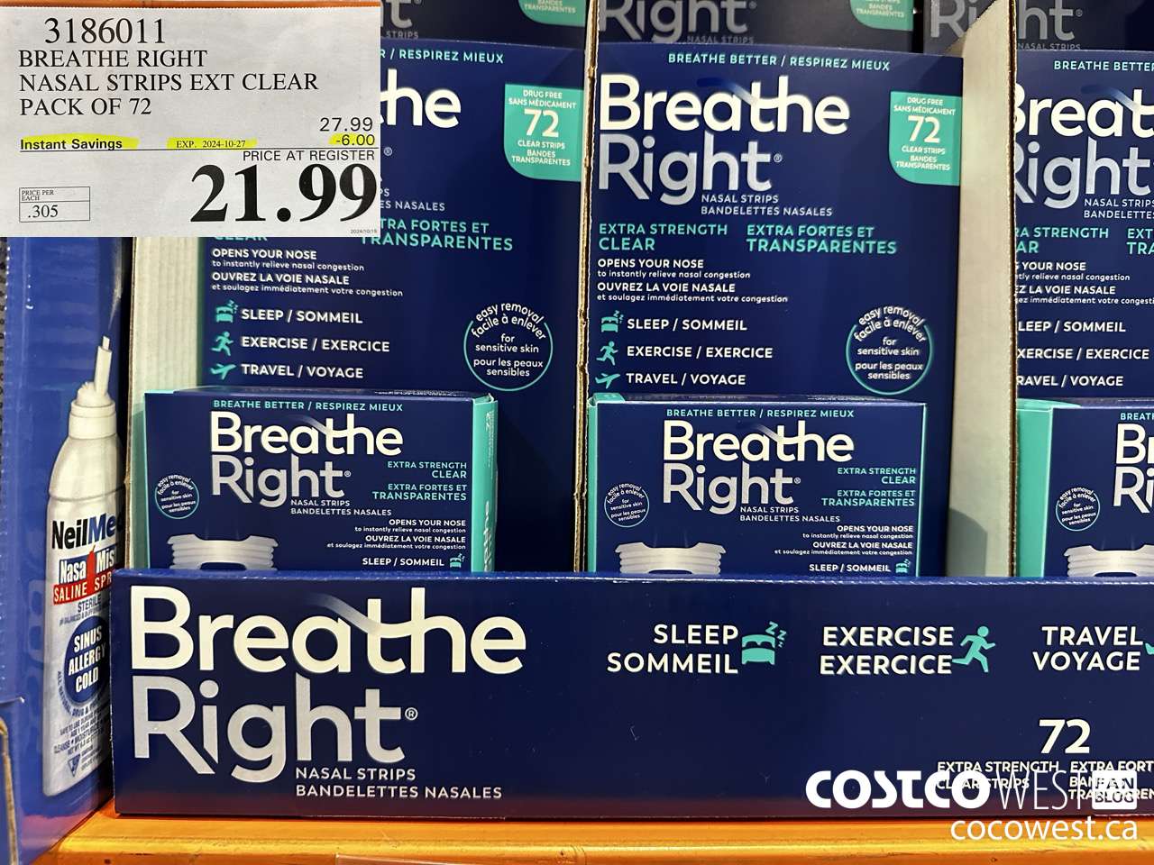 3186011 BREATHE RIGHT NASAL STRIPS EXT CLEAR PACK OF 72 ($6.00 INSTANT SAVINGS EXPIRES ON 2024-10-27) $21.99