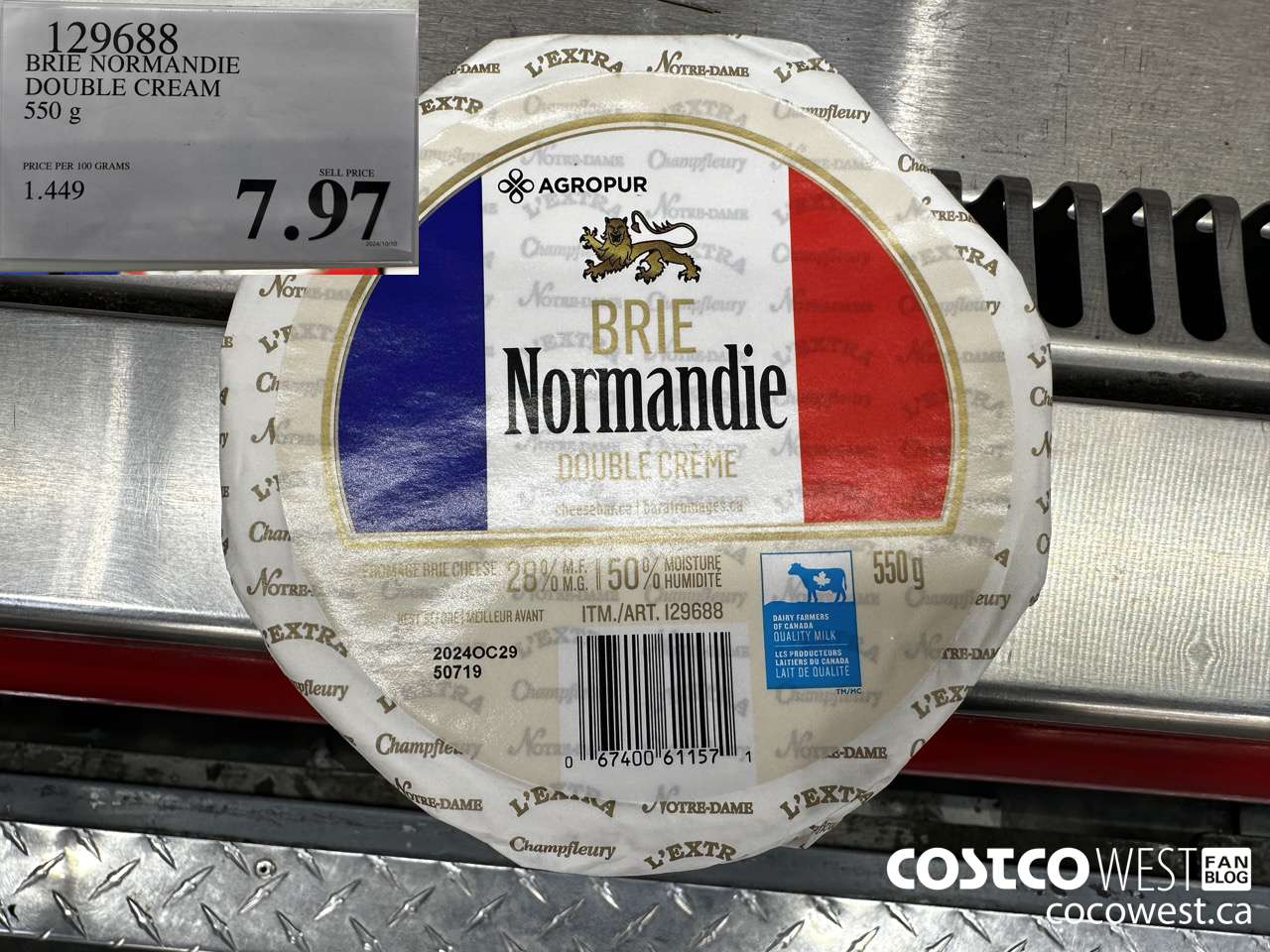 129688 BRIE NORMANDIE DOUBLE CREAM 550 g $7.97