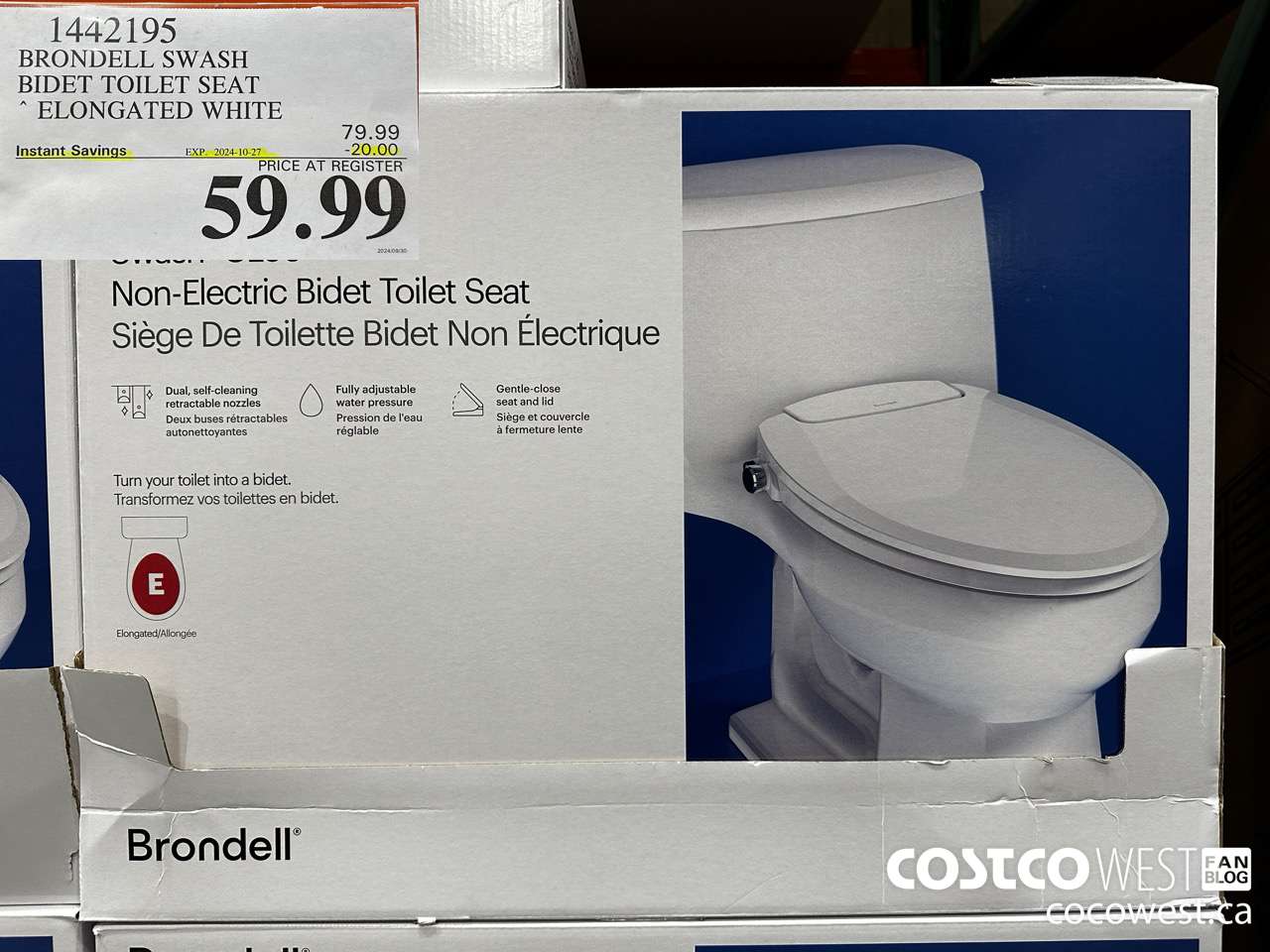 1442195 BRONDELL SWASH BIDET TOILET SEAT ELONGATED WHITE ($20.00 INSTANT SAVINGS EXPIRES ON 2024-10-27) $59.99