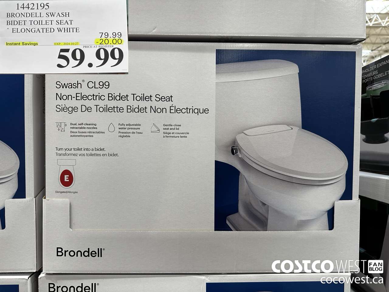 1442195 BRONDELL SWASH BIDET TOILET SEAT ELONGATED WHITE ($20.00 INSTANT SAVINGS EXPIRES ON 2024-10-27) $59.99