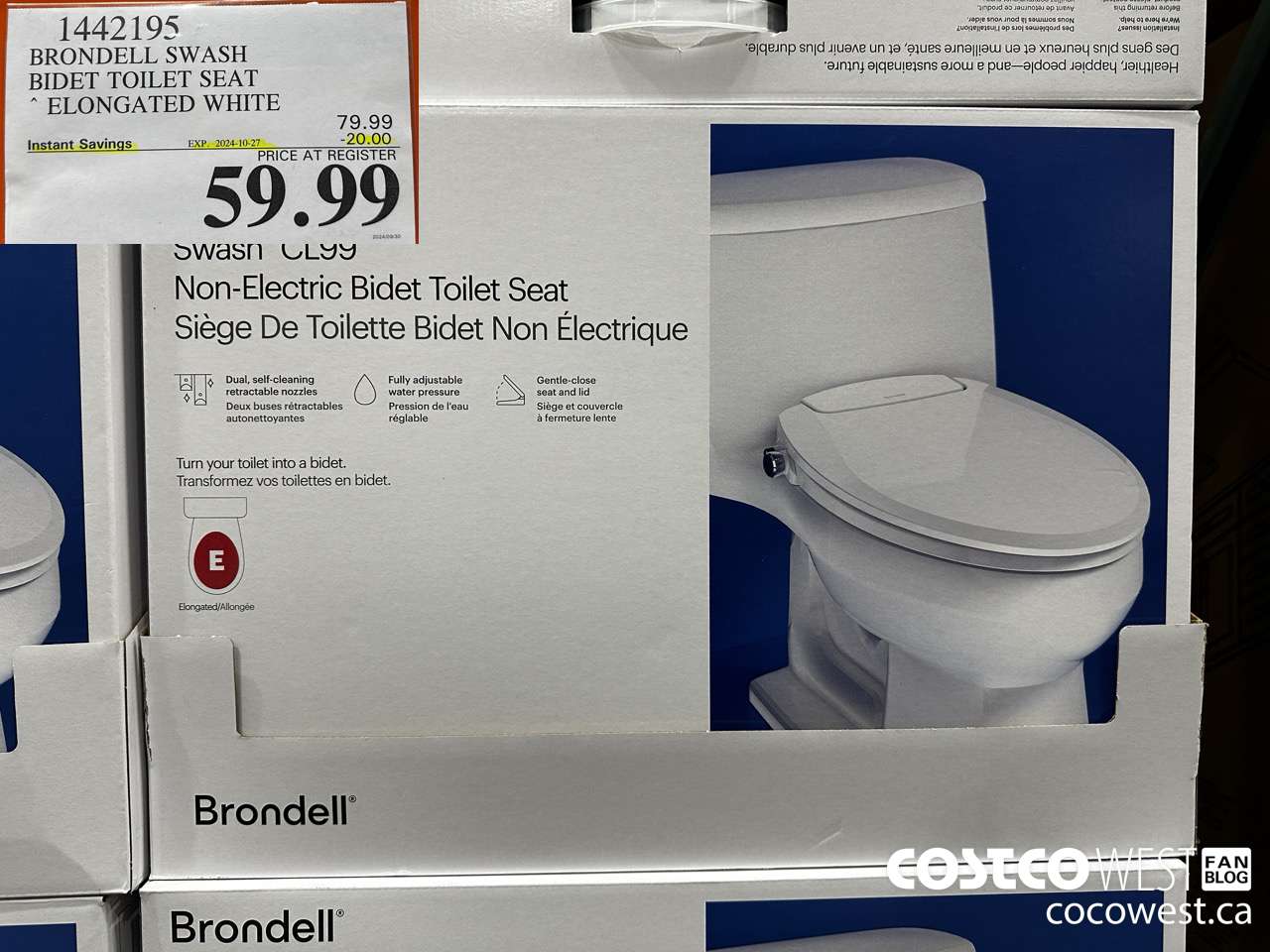 1442195 BRONDELL SWASH BIDET TOILET SEAT ELONGATED WHITE ($20.00 INSTANT SAVINGS EXPIRES ON 2024-10-27) $59.99