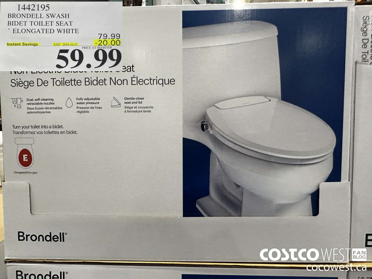 1442195 BRONDELL SWASH BIDET TOILET SEAT ELONGATED WHITE ($20.00 INSTANT SAVINGS EXPIRES ON 2024-10-27) $59.99