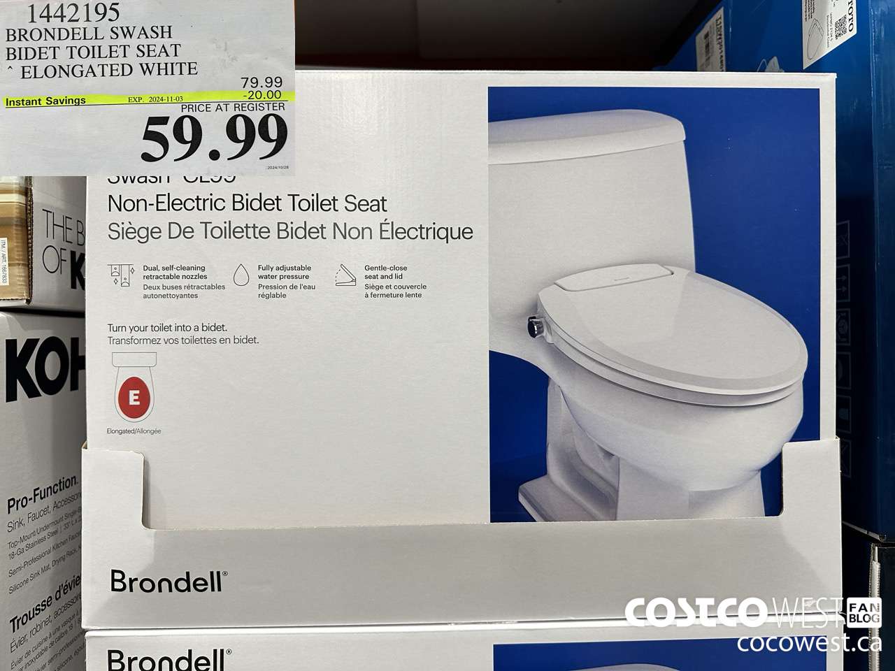 1442195 BRONDELL SWASH BIDET TOILET SEAT ELONGATED WHITE ($20.00 INSTANT SAVINGS EXPIRES ON 2024-11-03) $59.99