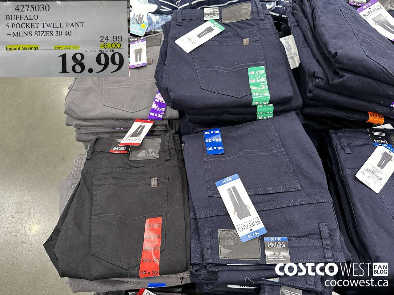 4275030 BUFFALO 5 POCKET TWILL PANT MENS SIZES 30-40 ($6.00 INSTANT SAVINGS EXPIRES ON 2024-10-27) $18.99