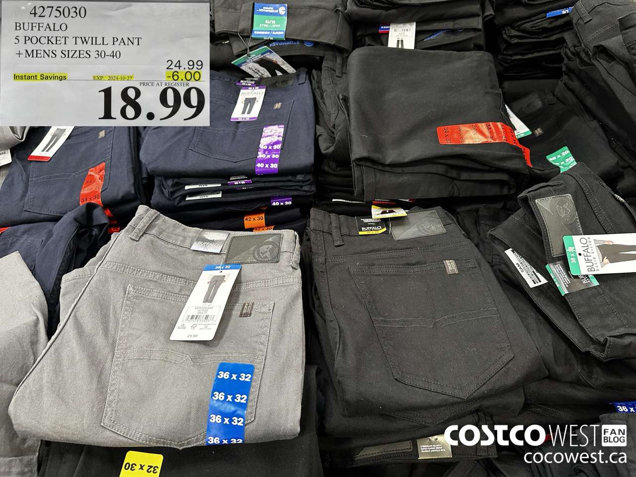 4275030 BUFFALO 5 POCKET TWILL PANT MENS SIZES 30-40 ($6.00 INSTANT SAVINGS EXPIRES ON 2024-10-27) $18.99