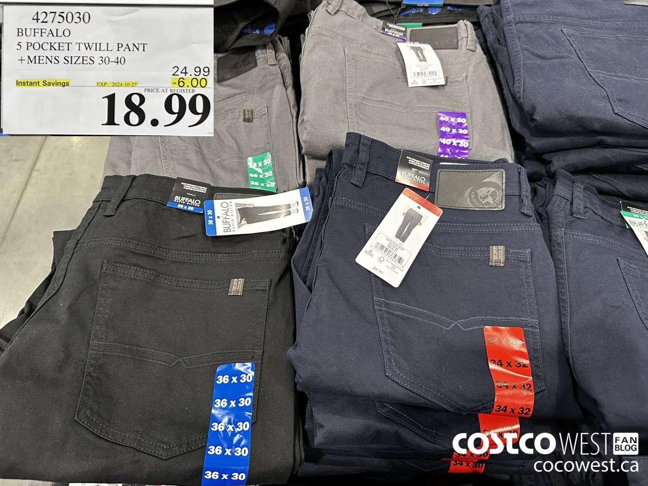 4275030 BUFFALO 5 POCKET TWILL PANT MENS SIZES 30-40 ($6.00 INSTANT SAVINGS EXPIRES ON 2024-10-27) $18.99