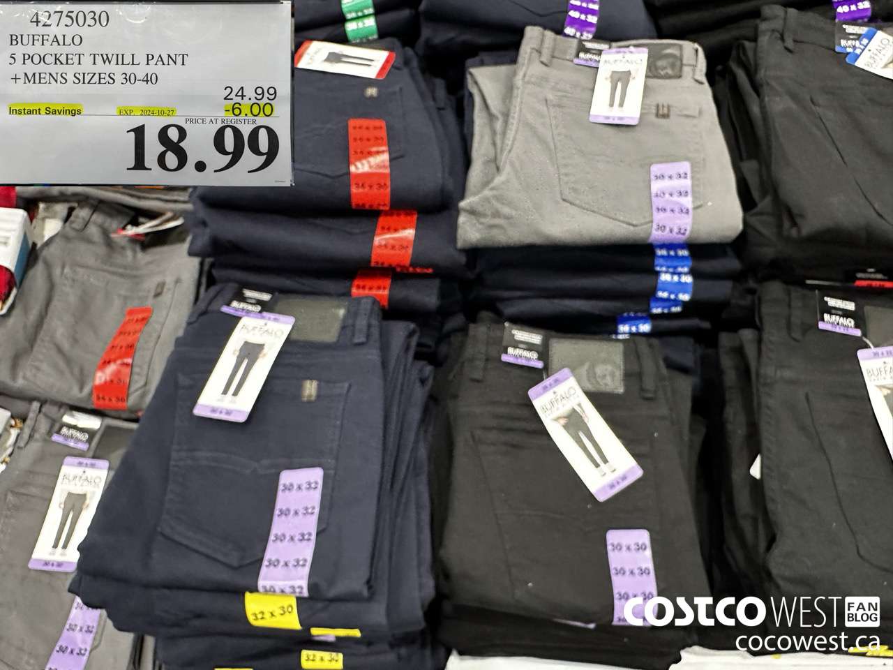 4275030 BUFFALO 5 POCKET TWILL PANT MENS SIZES 30-40 ($6.00 INSTANT SAVINGS EXPIRES ON 2024-10-27) $18.99