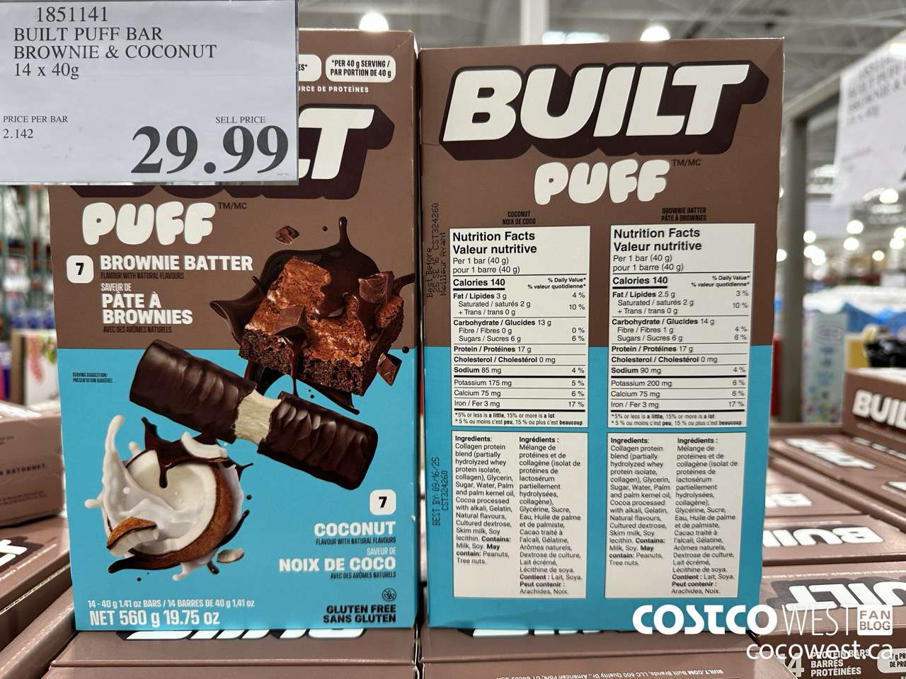 1851141 BUILT PUFF BAR BROWNIE & COCONUT 14 X 40G $29.99
