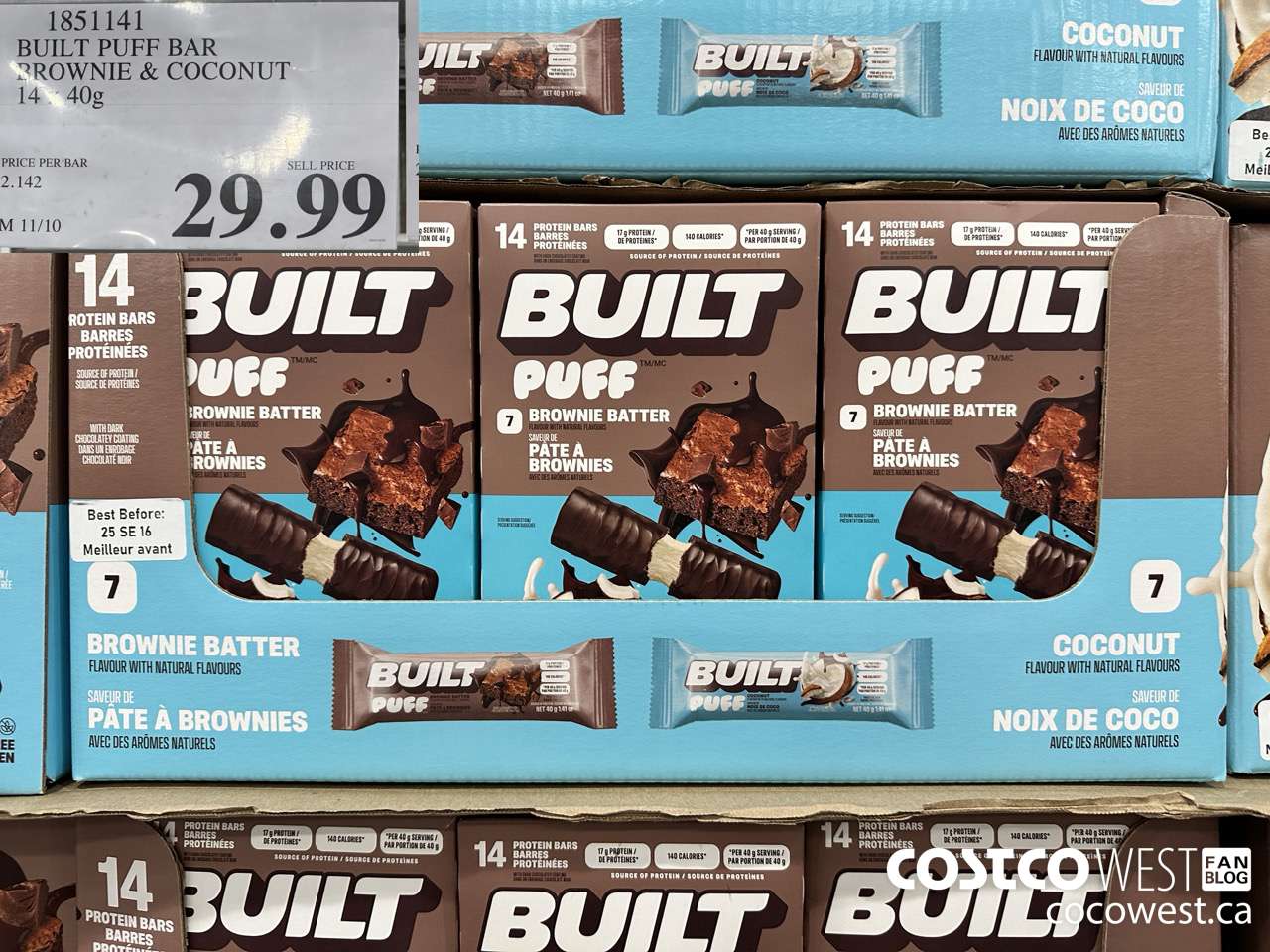 1851141 BUILT PUFF BAR BROWNIE & COCONUT 14 X 40G $29.99