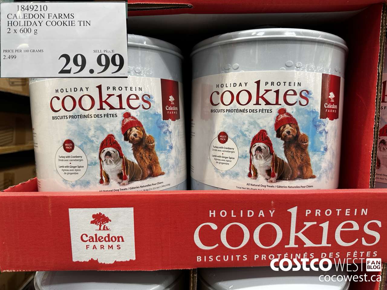 1849210 CALEDON FARMS HOLIDAY COOKIE TIN 2 X 600G $29.99