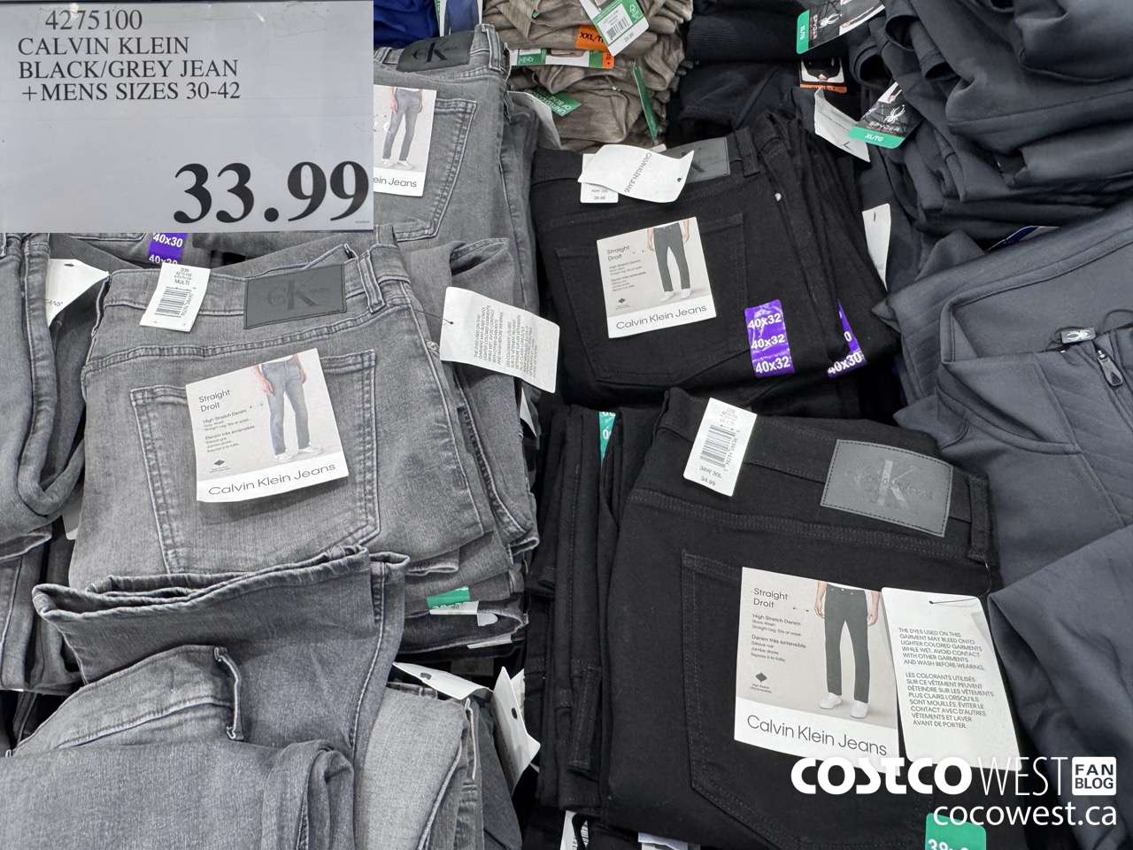 4275100 CALVIN KLEIN BLACK/GREY JEAN MENS SIZES 30-42  $33.99