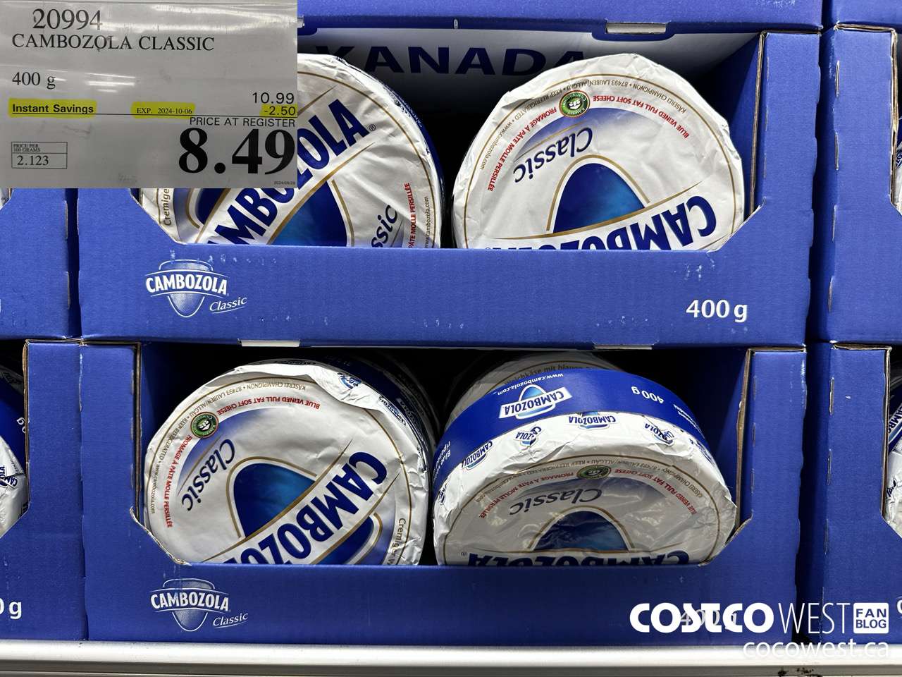 20994 CAMBOZOLA CLASSIC 400 g ($2.50 INSTANT SAVINGS EXPIRES ON 2024-10-06) $8.49