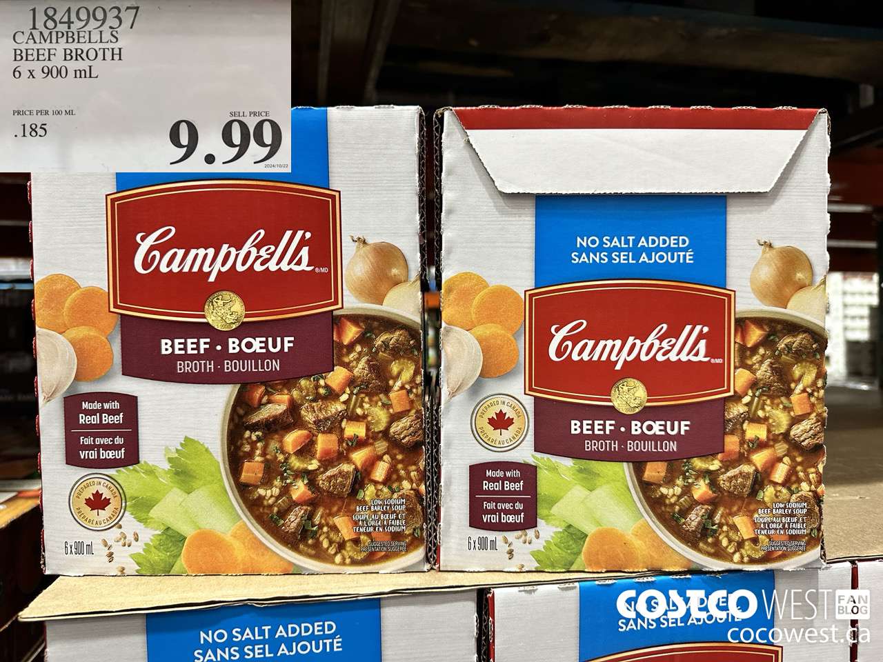 1849937 CAMPBELLS BEEF BROTH 6 X 900ML $9.99