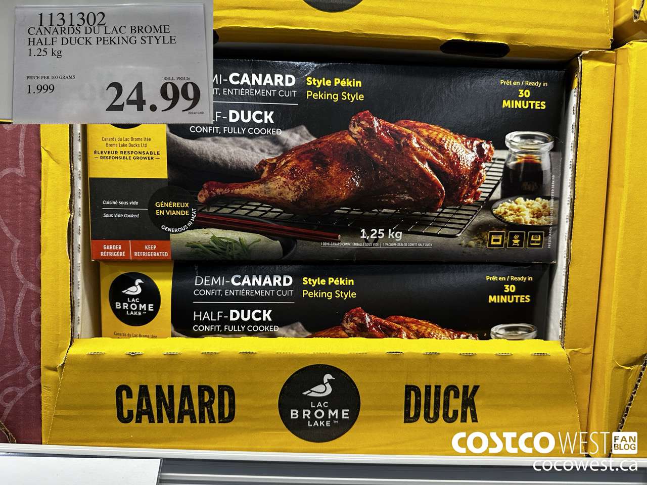 1131302 CANARDS DU LAC BROME HALF DUCK PEKING STYLE 1.25KG $24.99