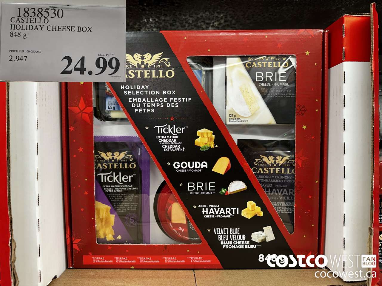 1838530 CASTELLO HOLIDAY CHEESE BOX 848G $24.99