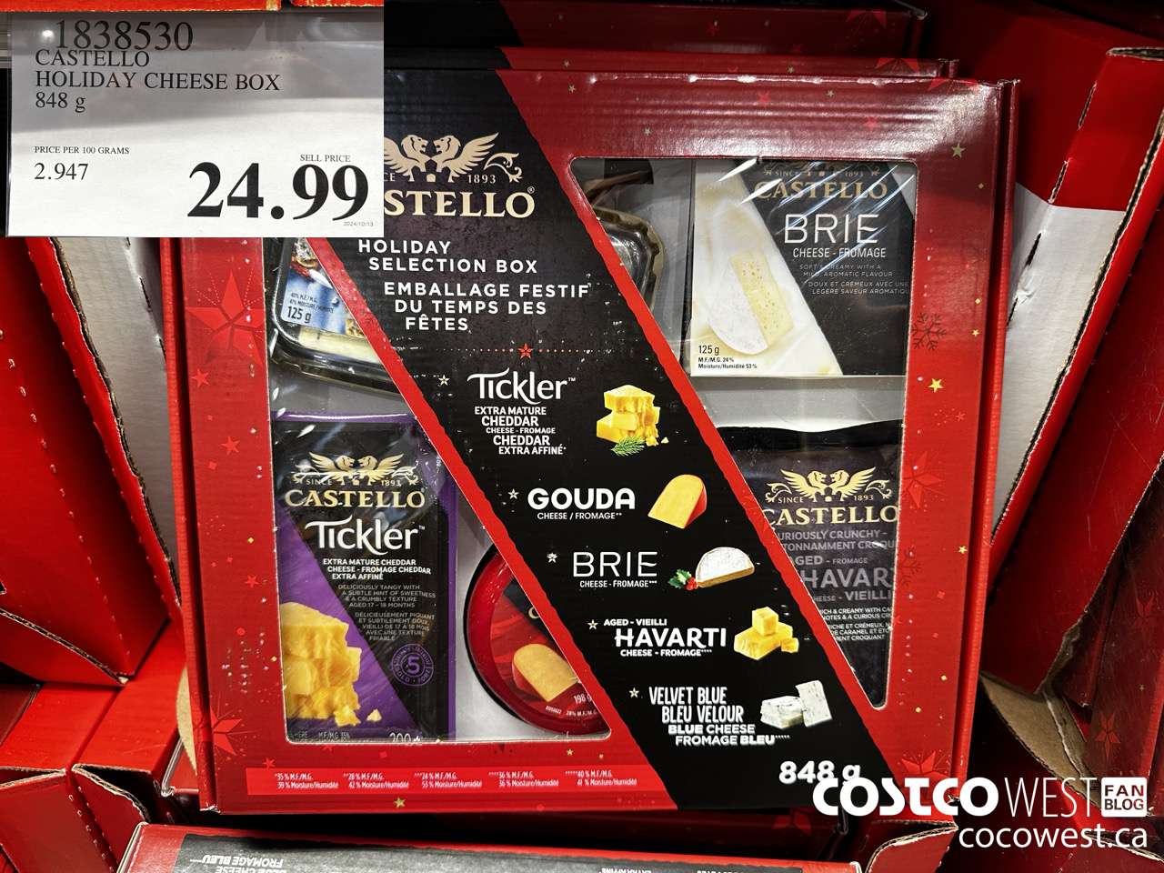 1838530 CASTELLO HOLIDAY CHEESE BOX 848G $24.99