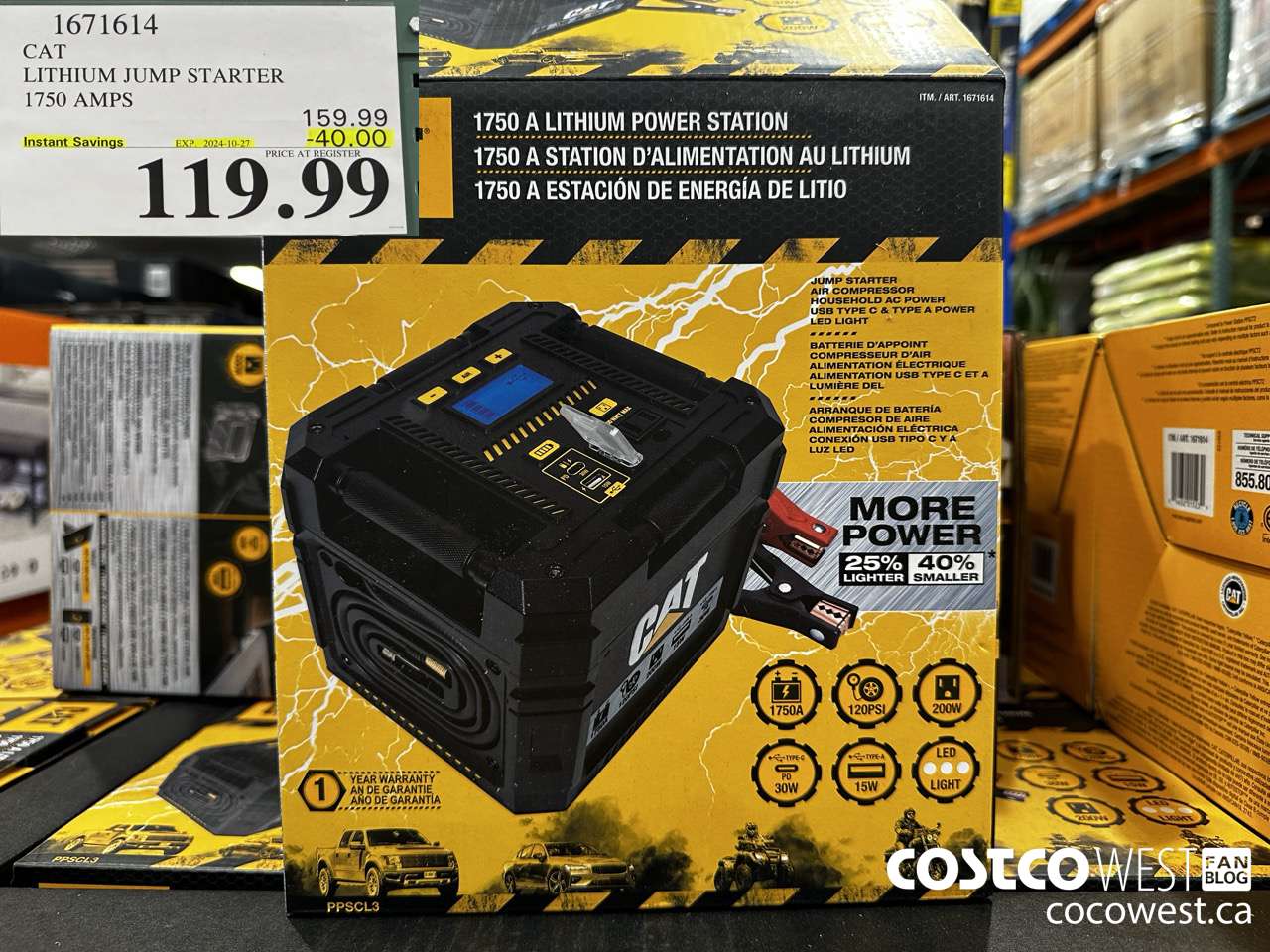 1671614 CAT LITHIUM JUMP STARTER 1750 A ($40.00 INSTANT SAVINGS EXPIRES ON 2024-10-27) $119.99