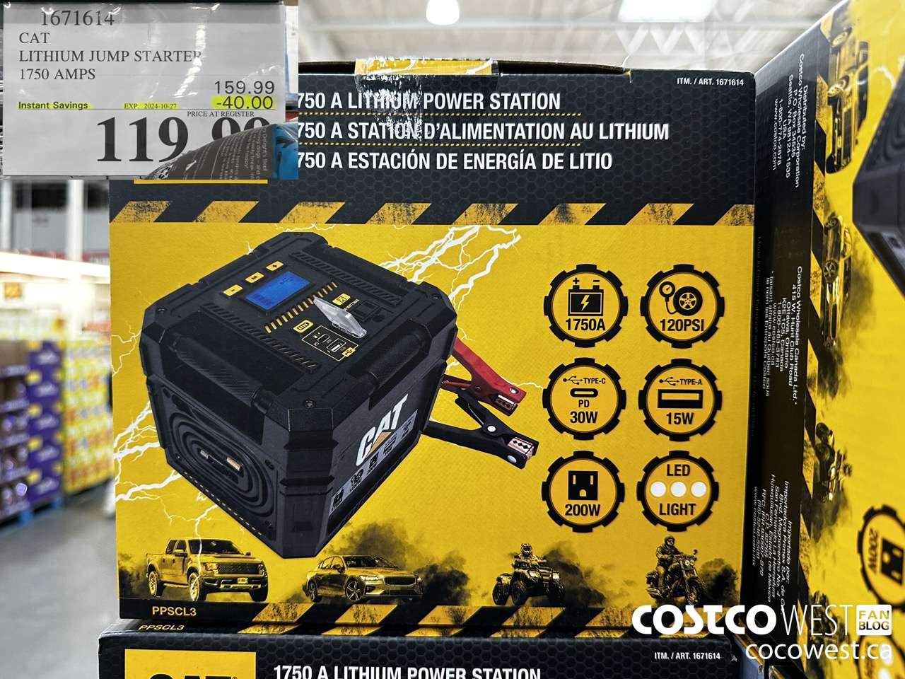 1671614 CAT LITHIUM JUMP STARTER 1750 A ($40.00 INSTANT SAVINGS EXPIRES ON 2024-10-27) $119.99