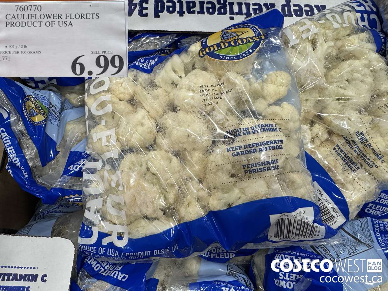 760770 CAULIFLOWER FLORETS PRODUCT OF USA $6.99