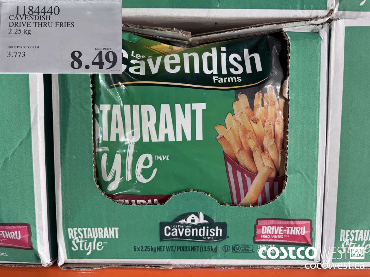 1184440 CAVENDISH DRIVE THRU FRIES 2.25 kg $8.49