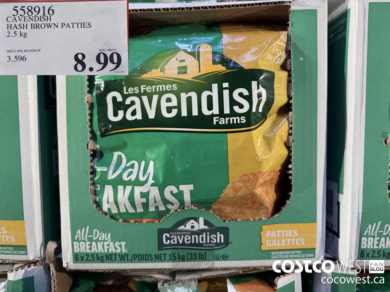 558916 CAVENDISH HASH BROWN PATTIES 2.5 kg $8.99