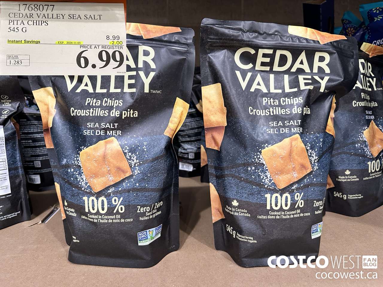 1768077 CEDAR VALLEY SEA SALT PITA CHIPS 545 G ($2.00 INSTANT SAVINGS EXPIRES ON 2024-11-03) $6.99