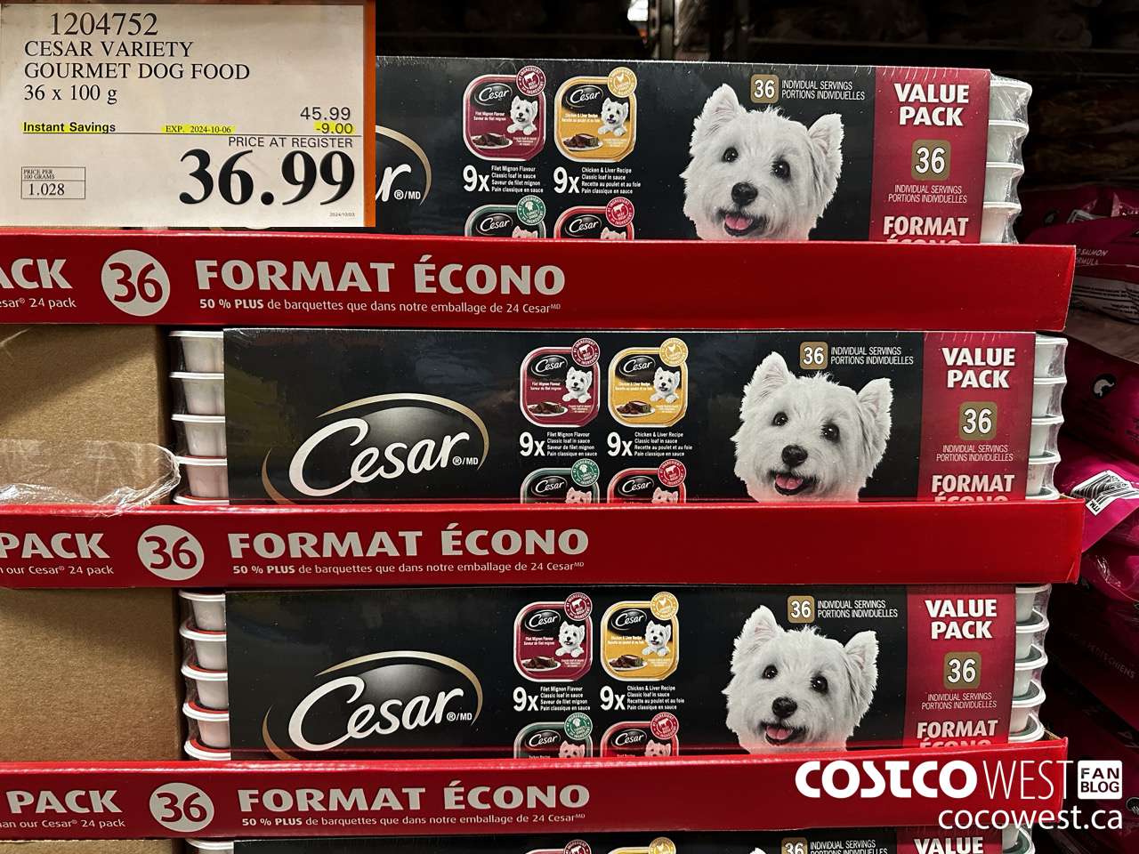 1204752 CESAR VARIETY GOURMET DOG FOOD 36 x 100 g ($9.00 INSTANT SAVINGS EXPIRES ON 2024-10-06) $36.99