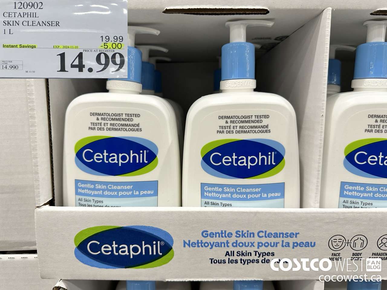 120902 CETAPHIL SKIN CLEANSER 1L ($5.00 INSTANT SAVINGS EXPIRES ON 2024-11-10) $14.99