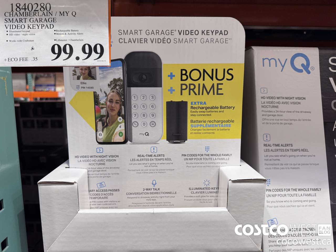 1840280 CHAMBERLAIN / MY Q SMART GARAGE VIDEO KEYPAD $99.99