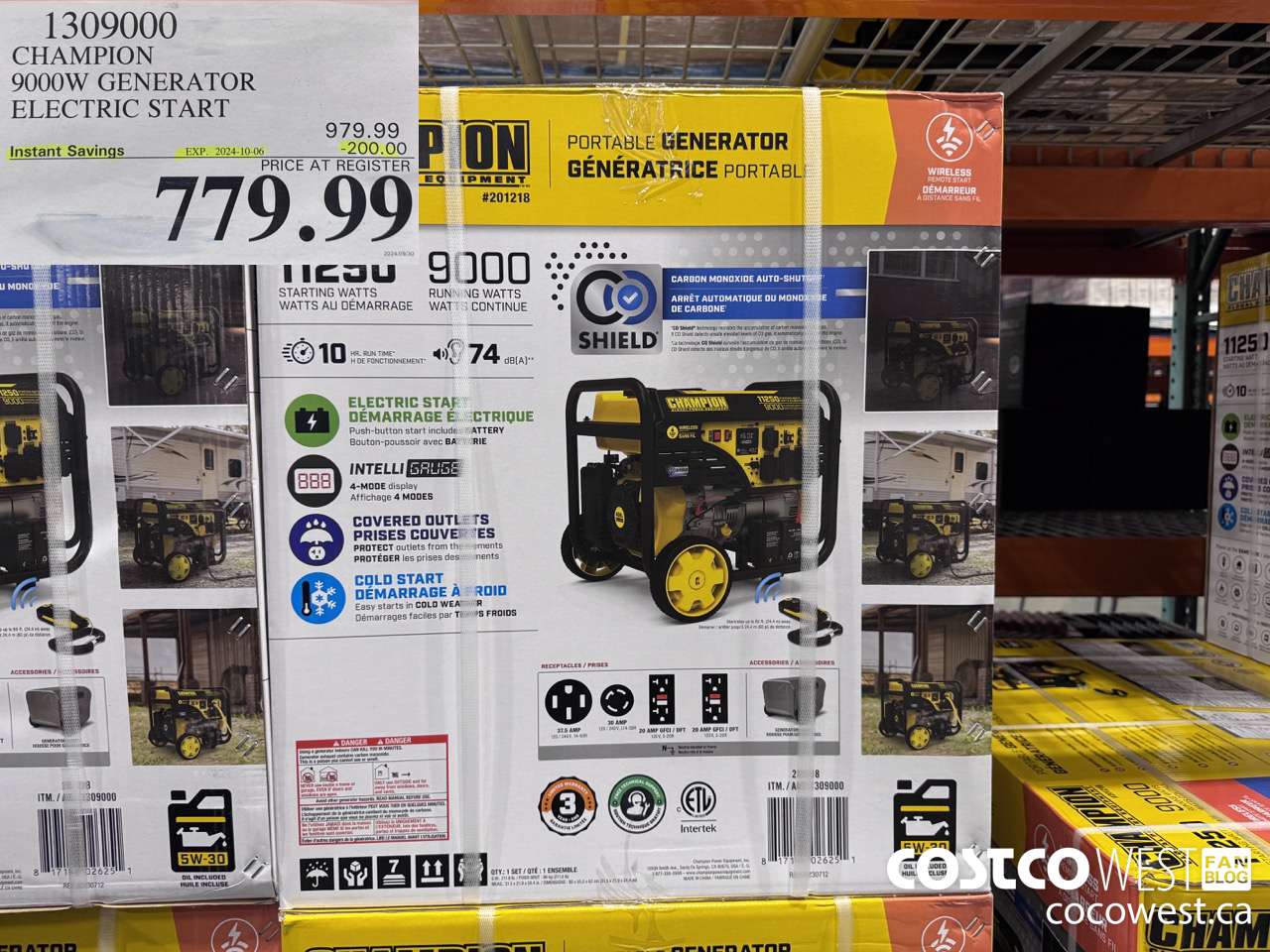 1309000 CHAMPION 9000W GENERATOR ELECTRIC START ($200.00 INSTANT SAVINGS EXPIRES ON 2024-10-06) $779.99