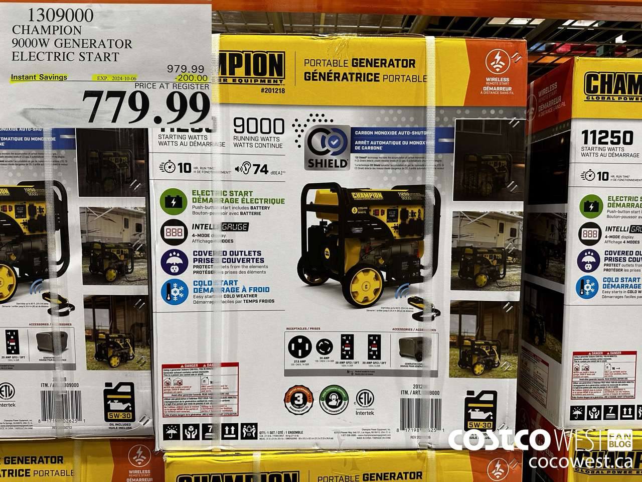 1309000 CHAMPION 9000W GENERATOR ELECTRIC START ($200.00 INSTANT SAVINGS EXPIRES ON 2024-10-06) $779.99