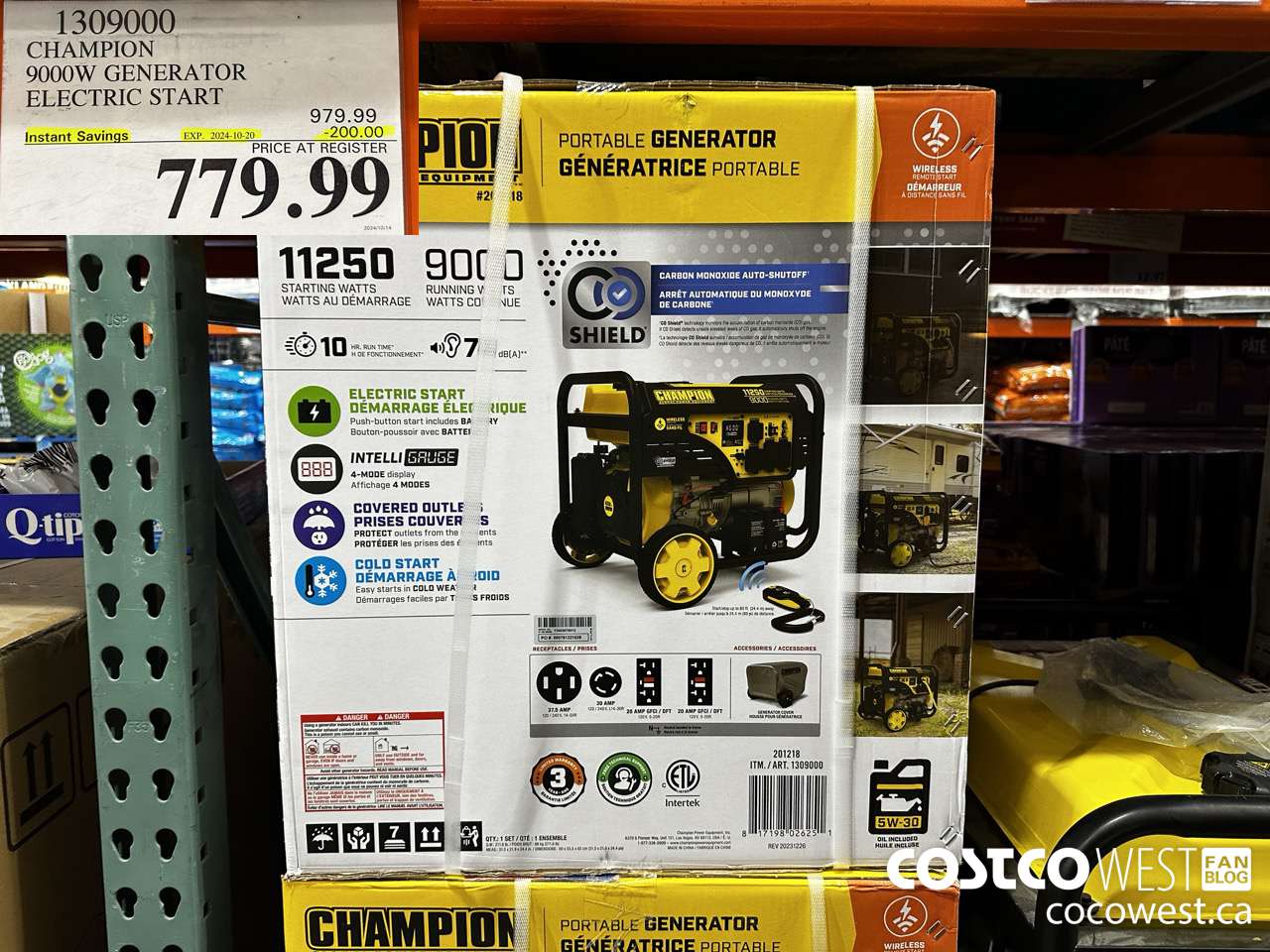 1309000 CHAMPION 9000W GENERATOR ELECTRIC START ($200.00 INSTANT SAVINGS EXPIRES ON 2024-10-20) $779.99