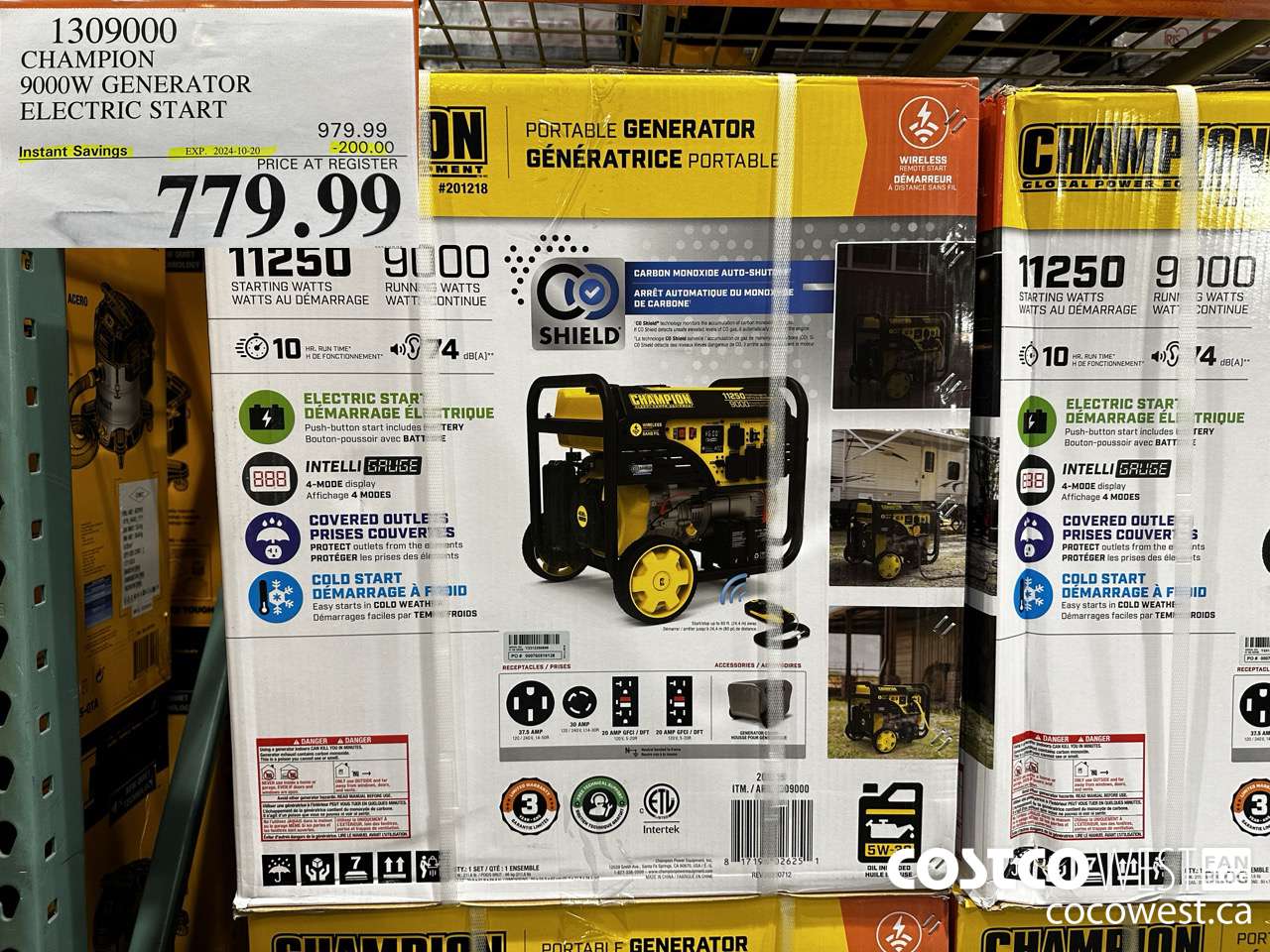 1309000 CHAMPION 9000W GENERATOR ELECTRIC START ($200.00 INSTANT SAVINGS EXPIRES ON 2024-10-20) $779.99