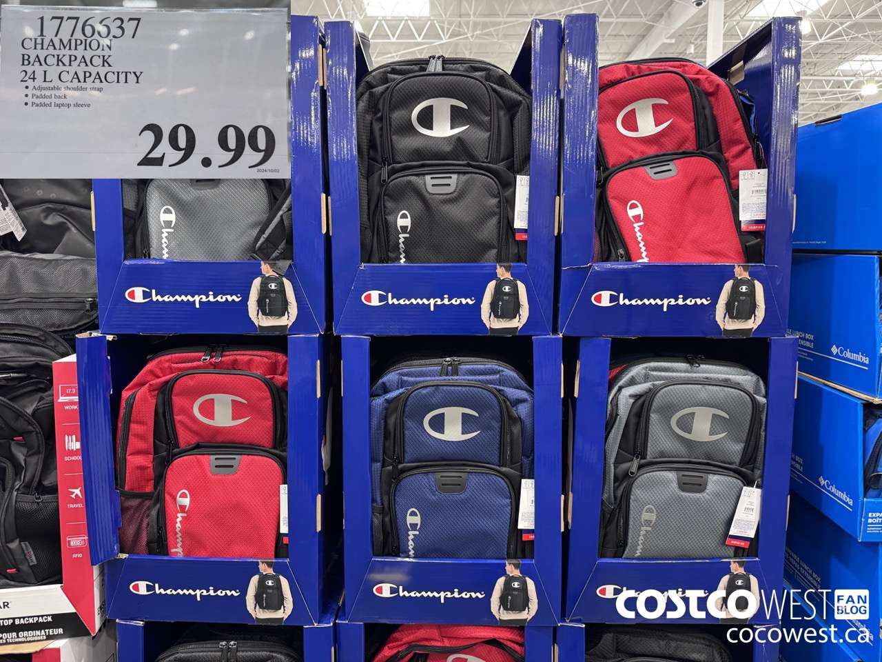 1776637 CHAMPION BACKPACK 24 L CAPACITY $29.99