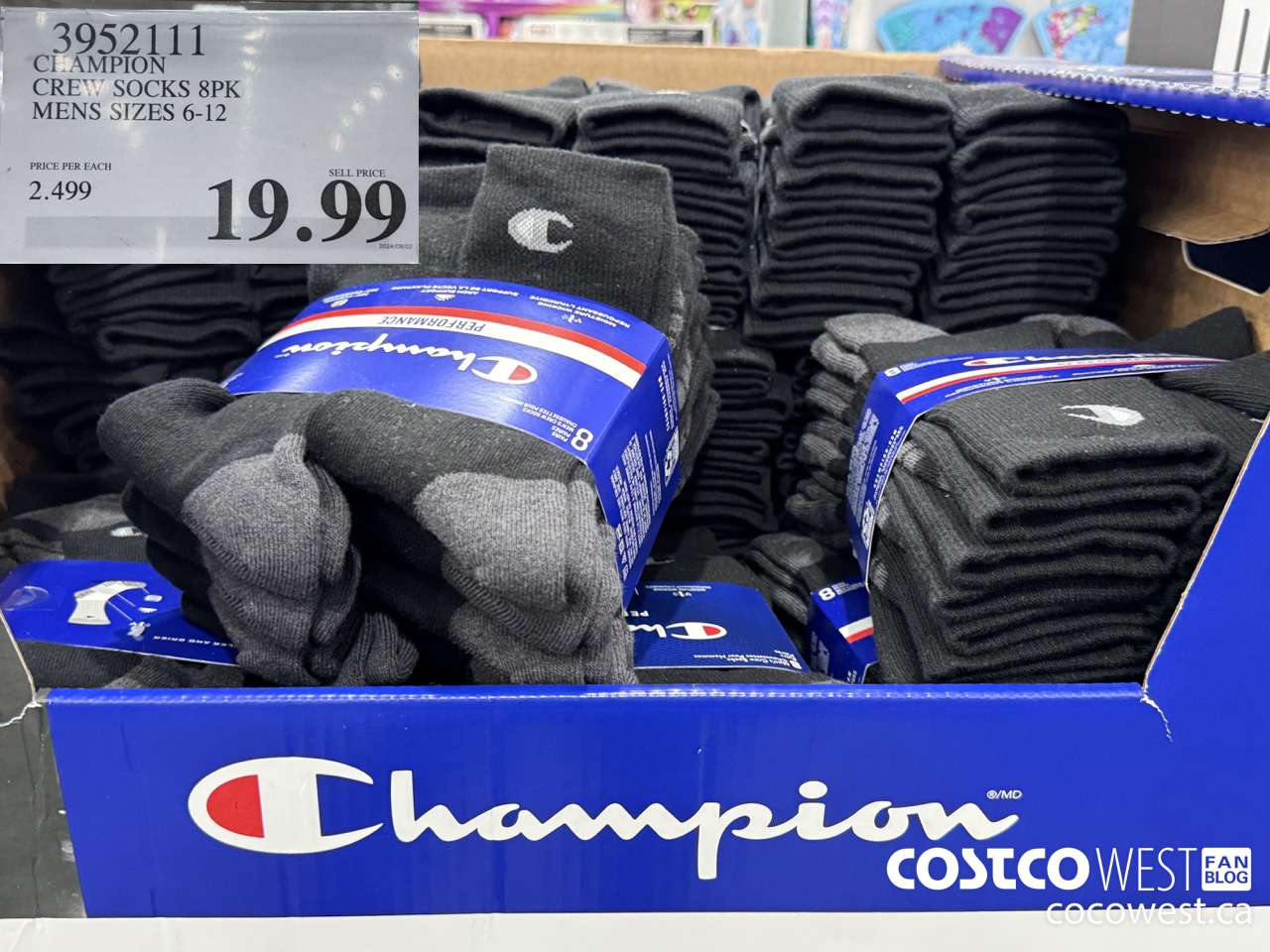 3952111 CHAMPION CREW SOCKS 8PK MENS SIZES 6-12 $19.99