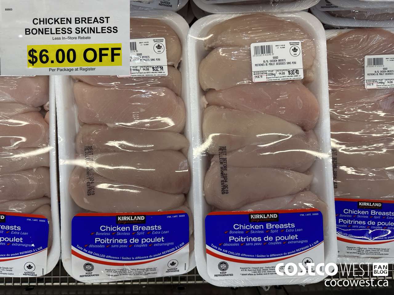 55503 CHICKEN BREASTS BONELESS SKINLESS ($6.00 INSTANT SAVINGS)